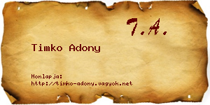 Timko Adony névjegykártya